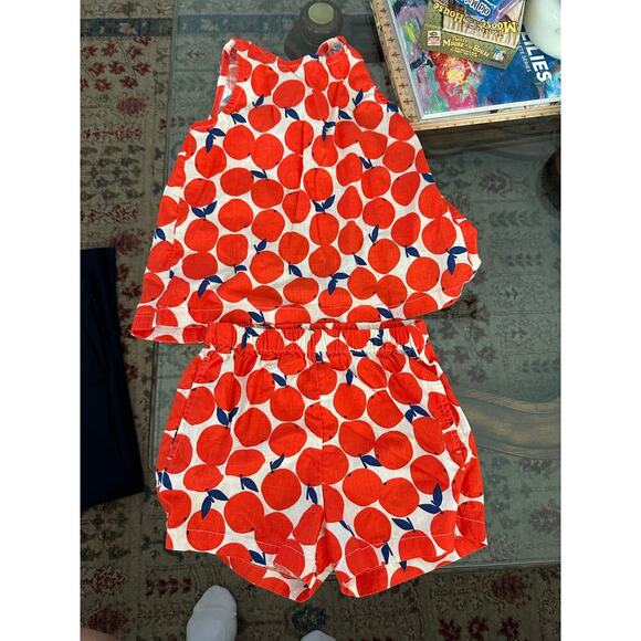 Hanna Andersson Girls Print Cross Back Cotton Poplin Tank Top & Bottom Size 6-7 - Picture 2 of 8